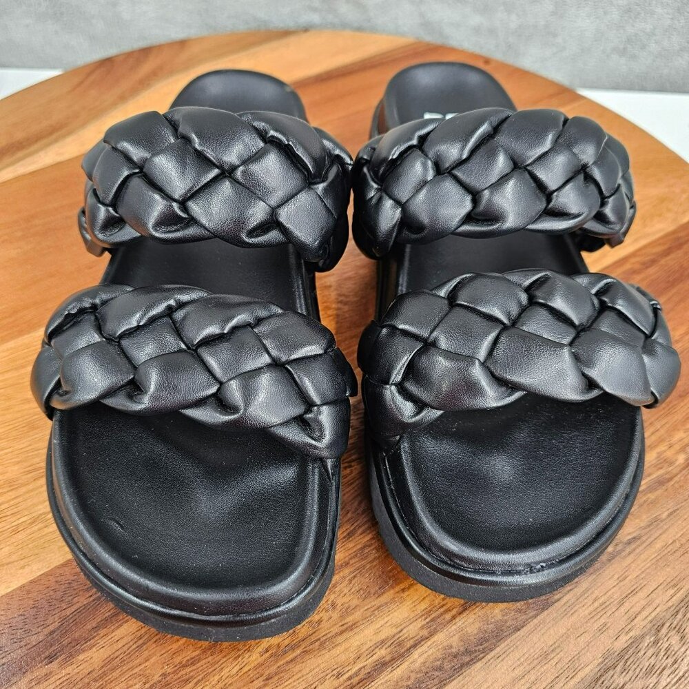 BP Urma Slide Sandals Black Cushy Braided Double Straps Grippy Soles Nordstrom - Picture 11 of 14
